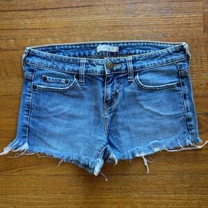 Levi's 545 Low Boot Cut Denim Jean Shorts Frayed Hem Blue Size 4M